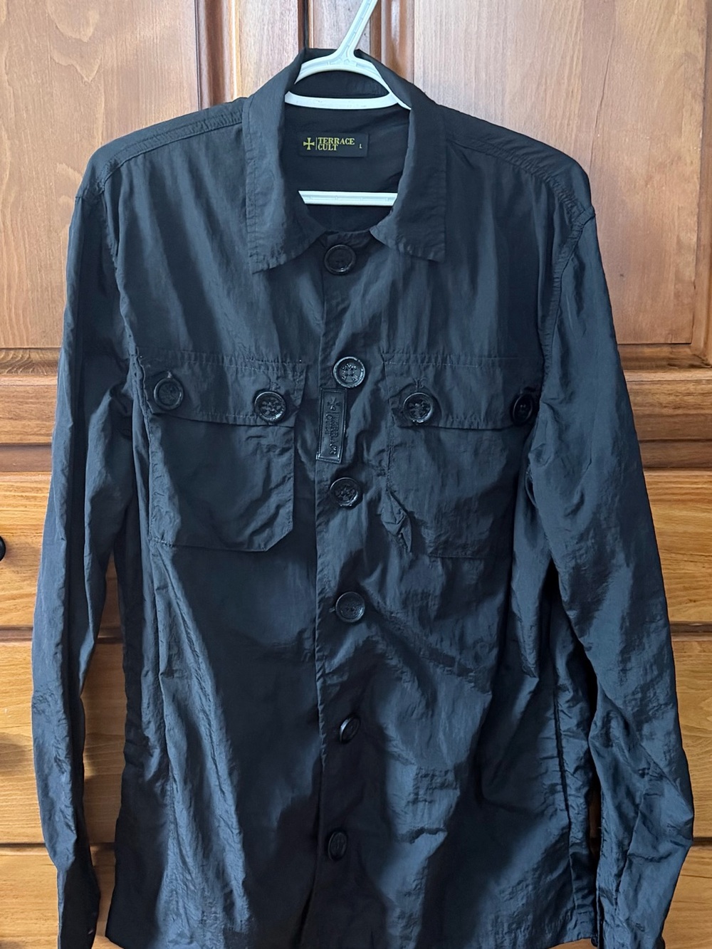 Terrace Cult Black Lightweight Button-Front Shirt Jacket